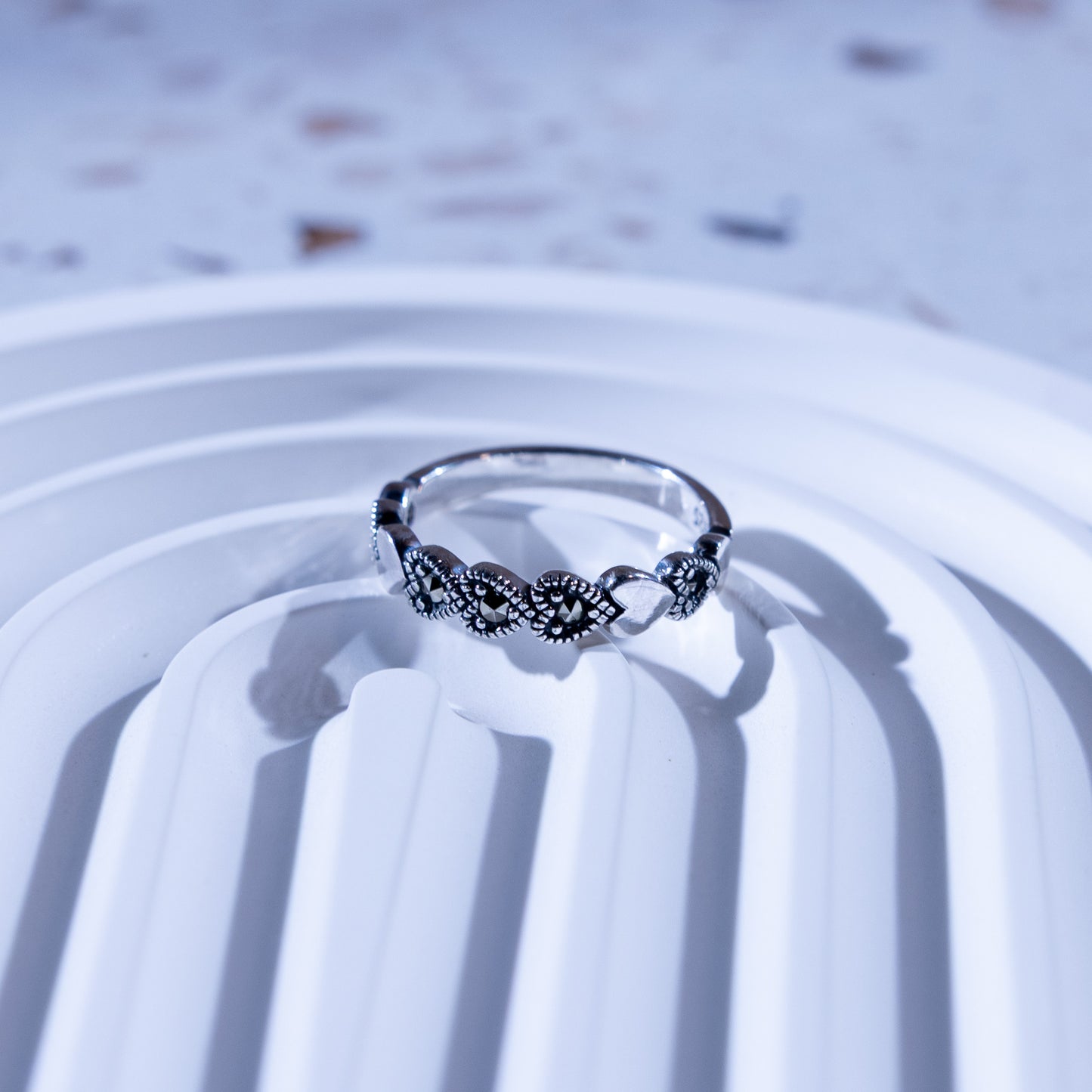 Midnight Heart Silver Ring
