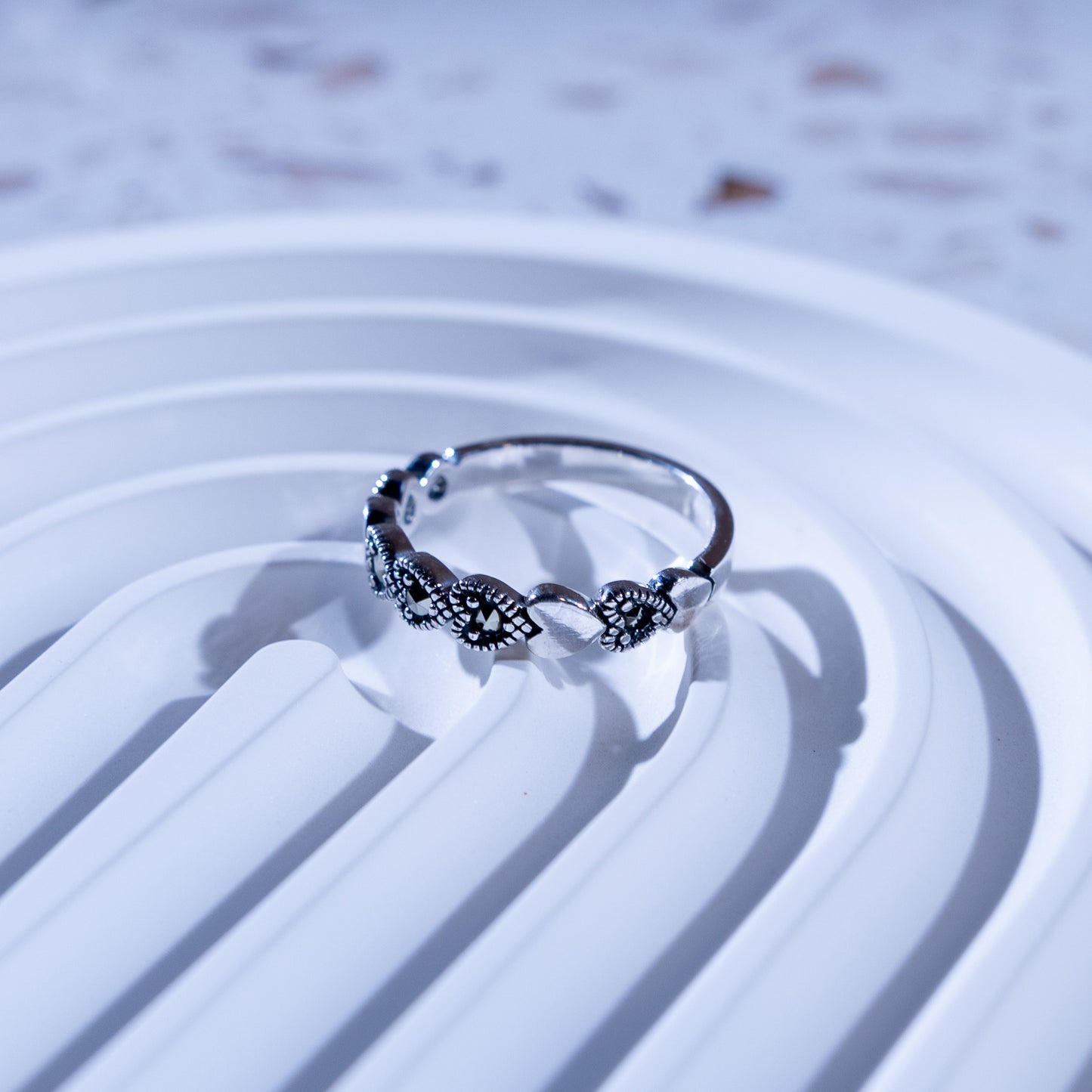 Midnight Heart Silver Ring