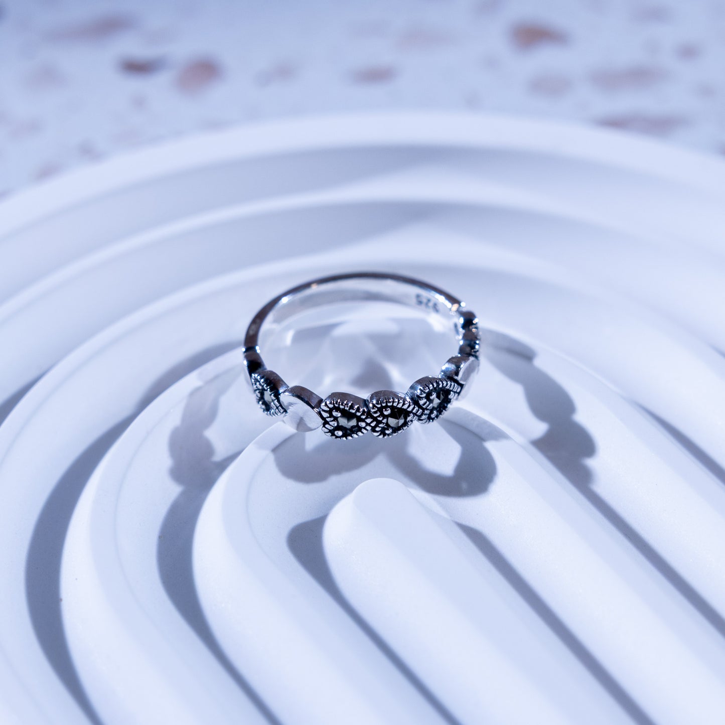 Midnight Heart Silver Ring
