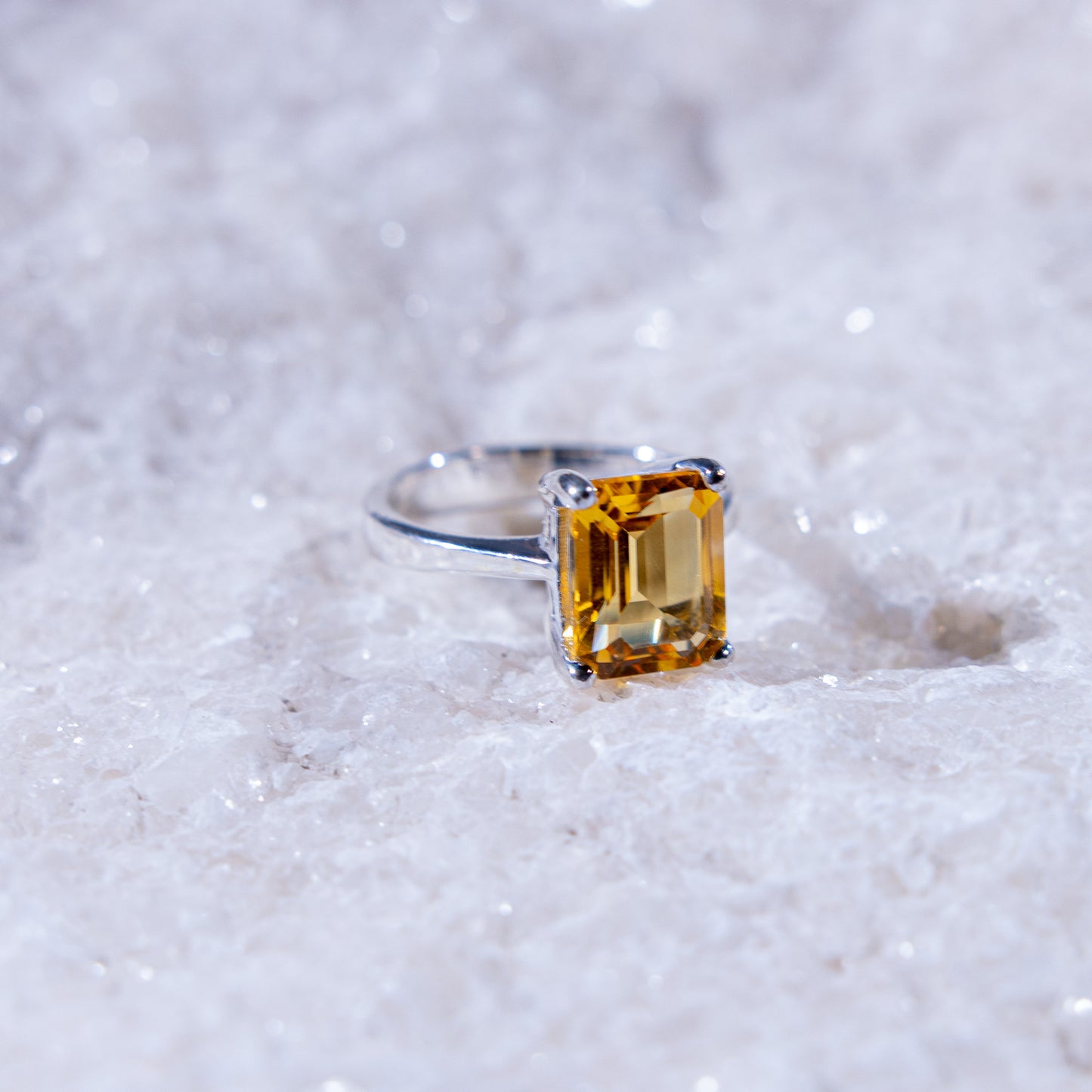 Aurelia Large Citrine Rectangular Ring