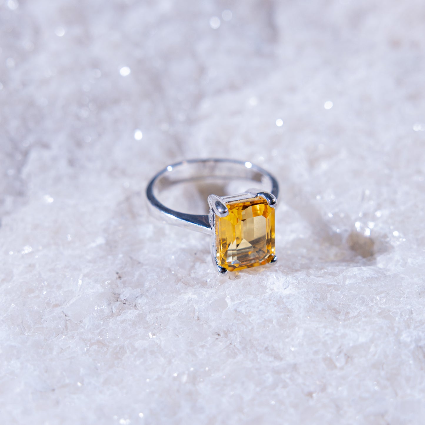 Aurelia Large Citrine Rectangular Ring