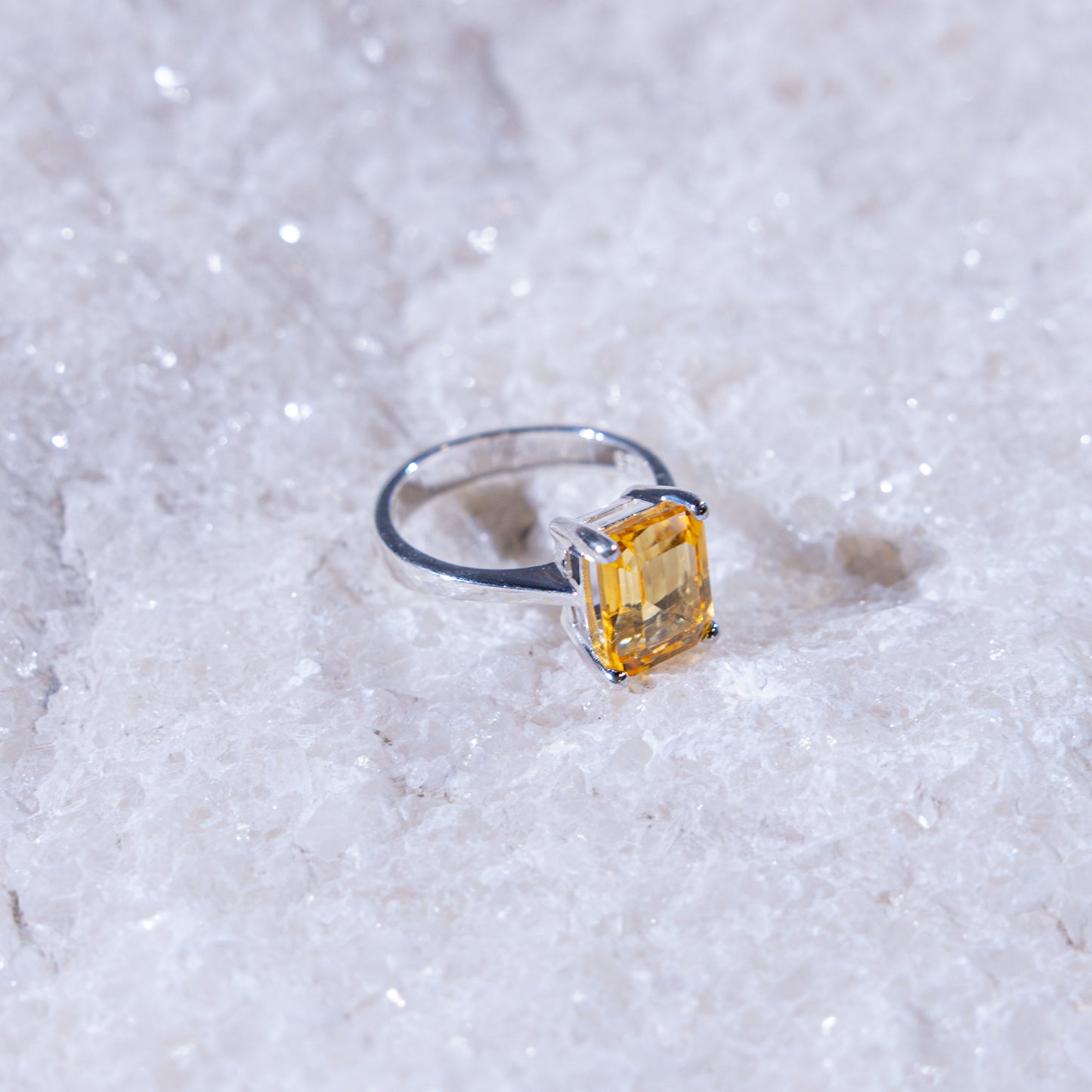 Aurelia Large Citrine Rectangular Ring