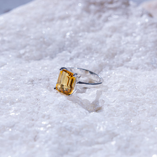 Aurelia Large Citrine Rectangular Ring