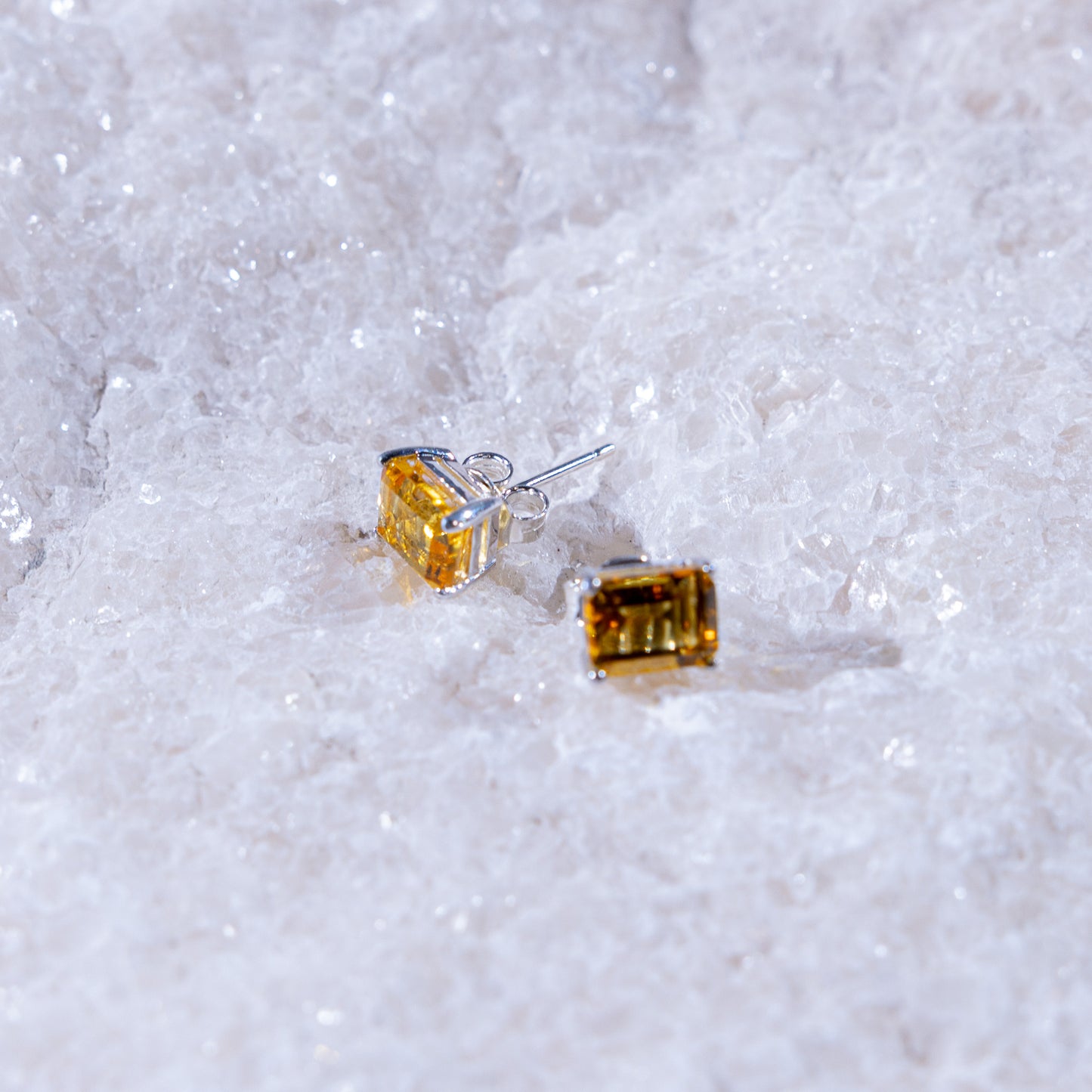 Soleil Citrine Rectangle Earrings