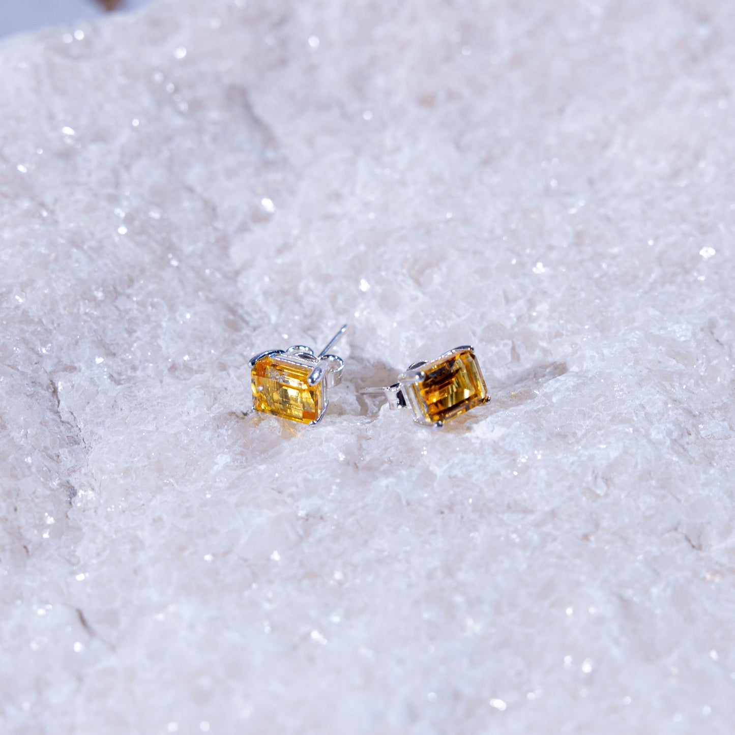 Soleil Citrine Rectangle Earrings