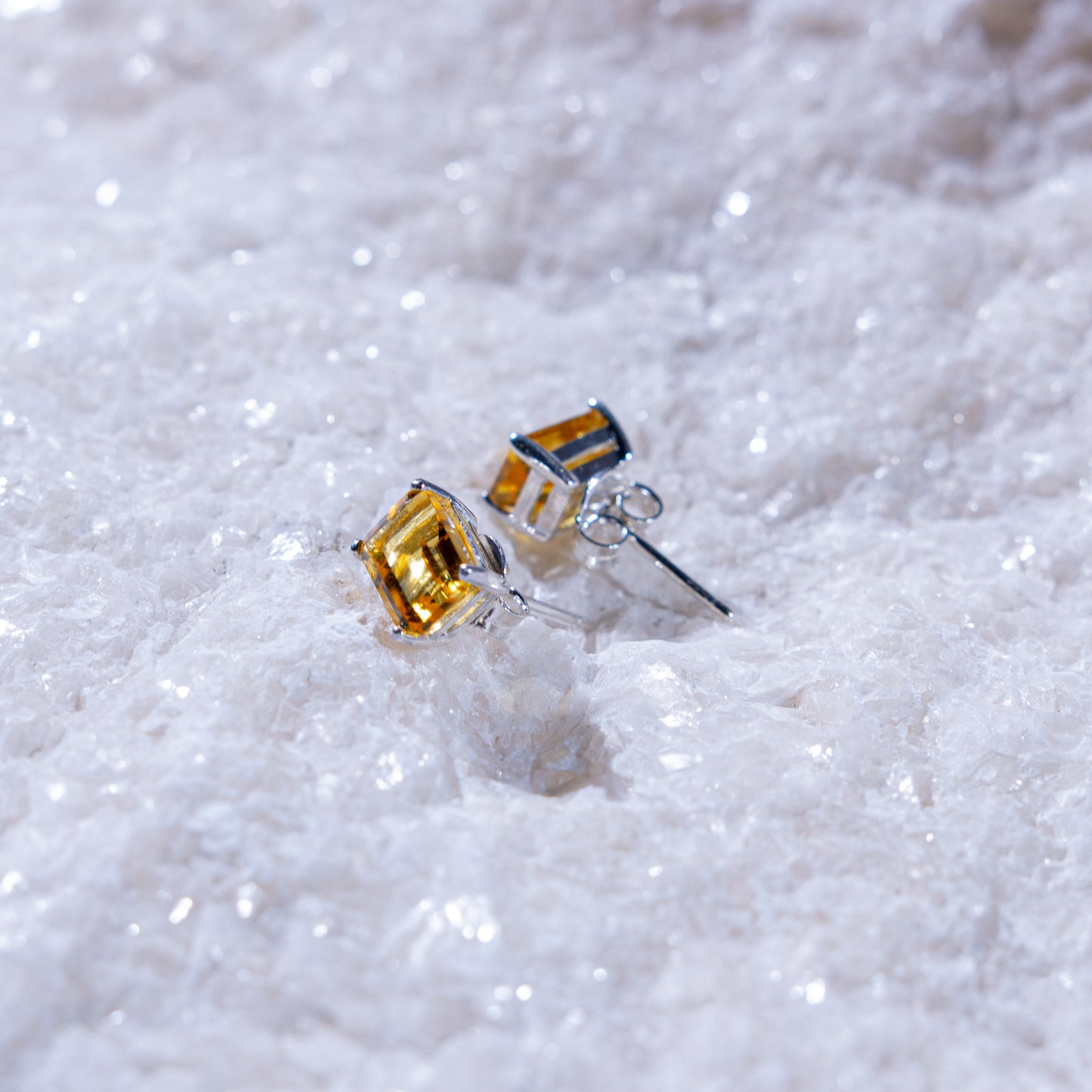 Soleil Citrine Rectangle Earrings