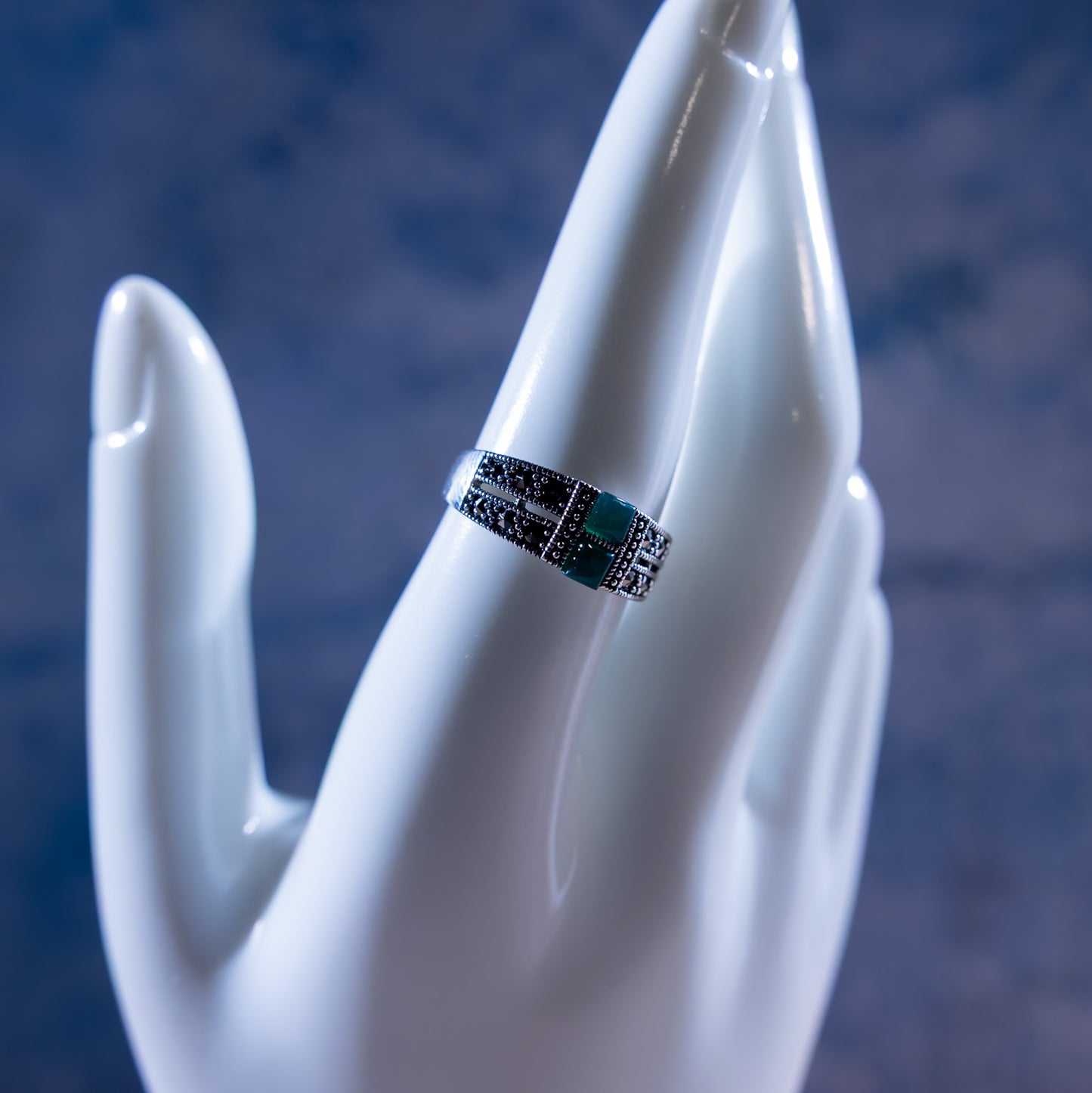 Verdant Crest 2-Stone Green Agate Ring
