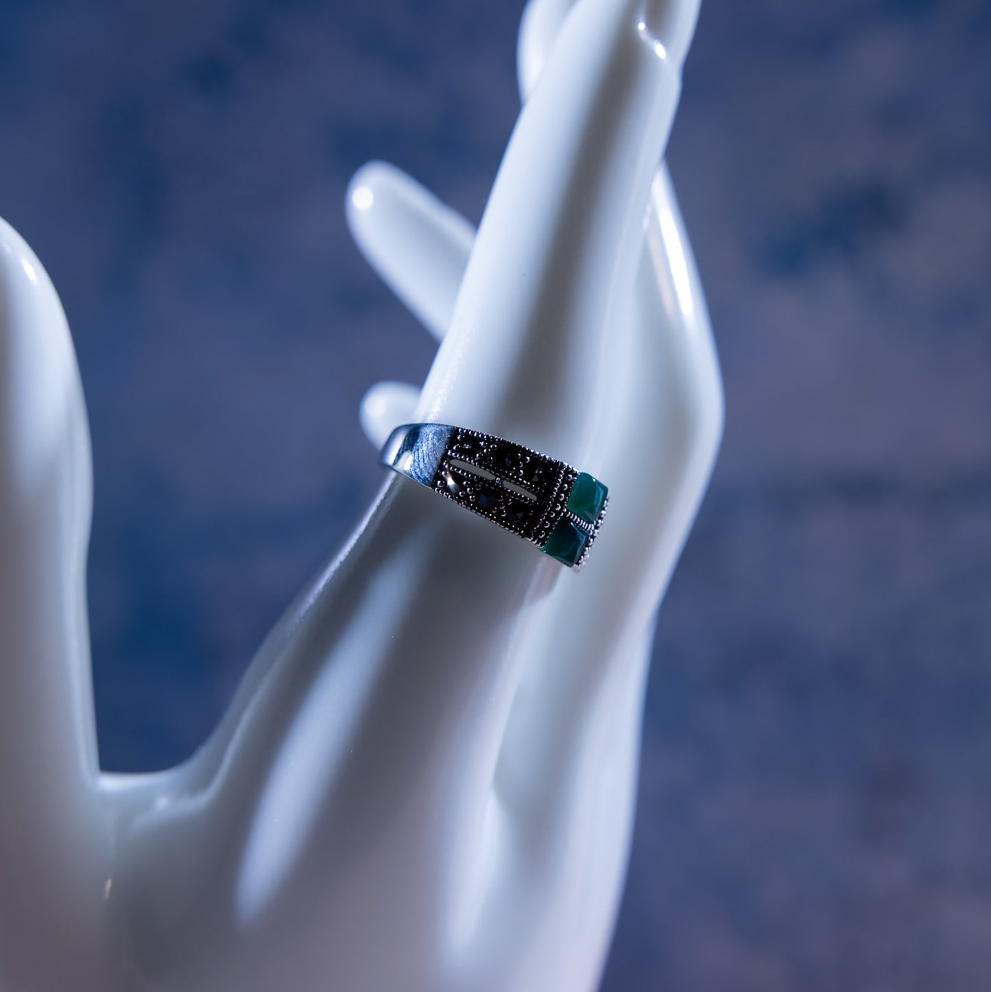 Verdant Crest 2-Stone Green Agate Ring