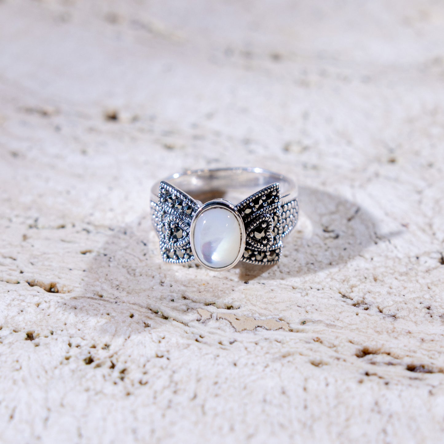 Novelle Bowtie Mother of Pearl Ring