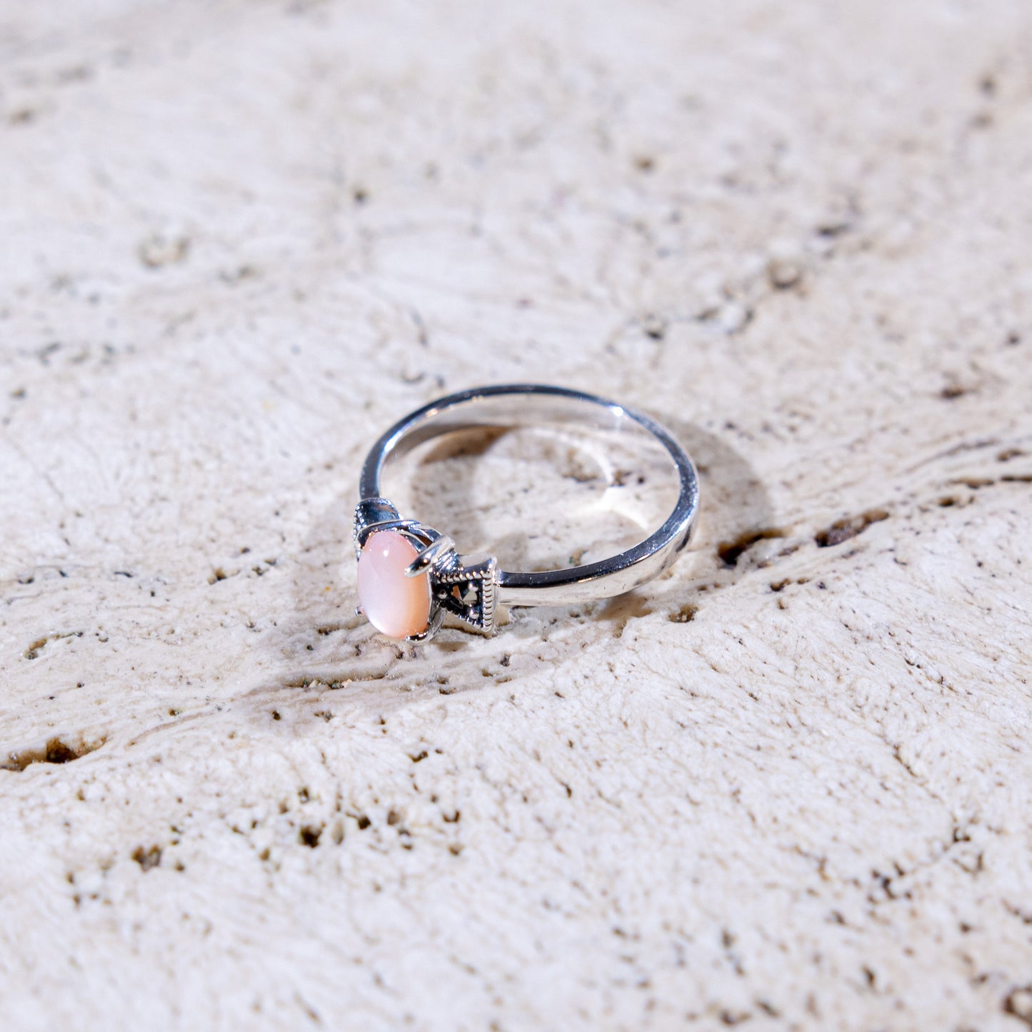 Roselle Pink Mother Of Pearl Ring