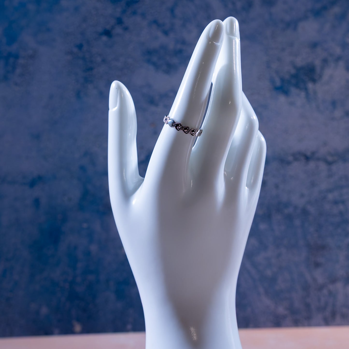 Midnight Heart Silver Ring