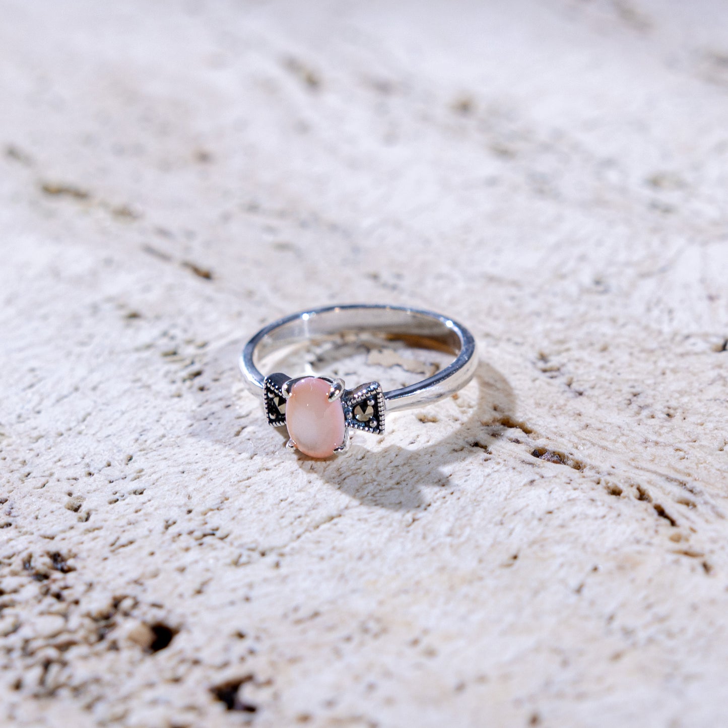 Roselle Pink Mother Of Pearl Ring