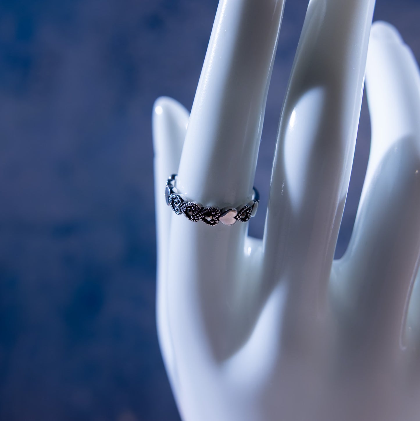 Midnight Heart Silver Ring