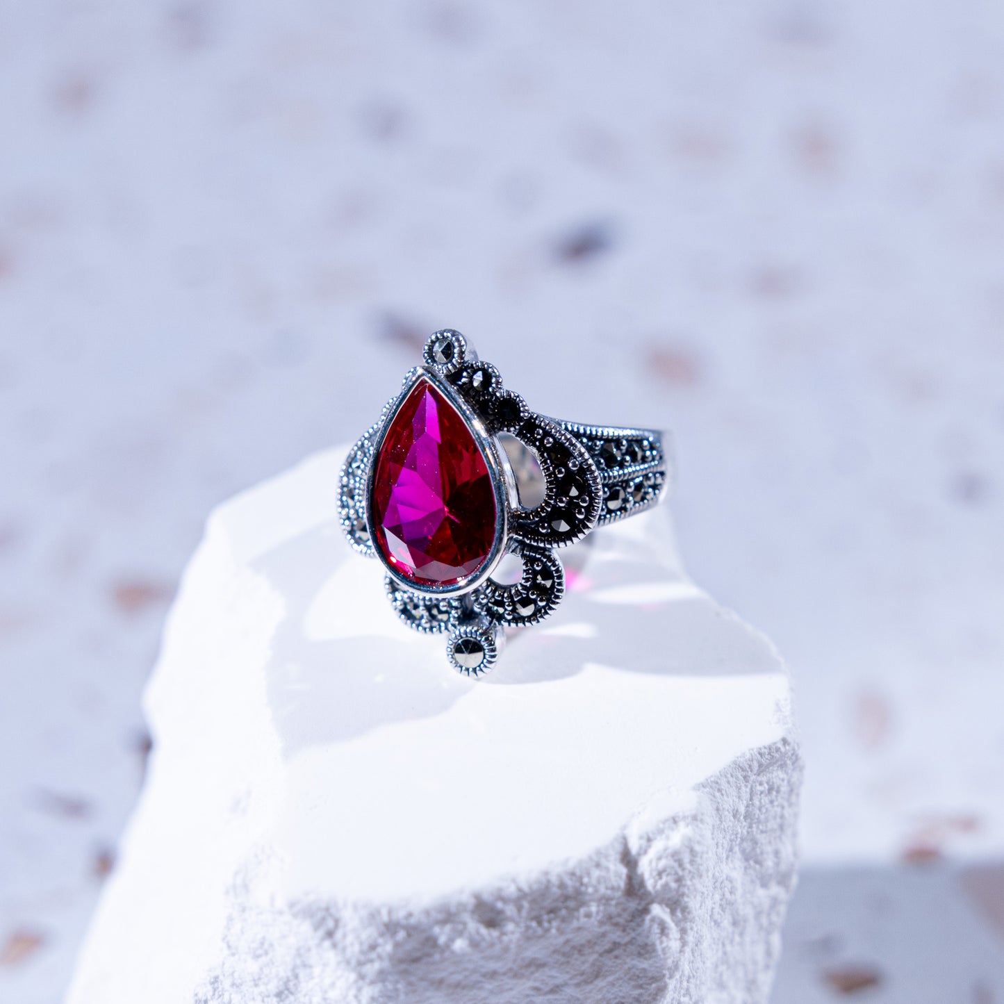 Adriana Crown CZ Ruby Ring