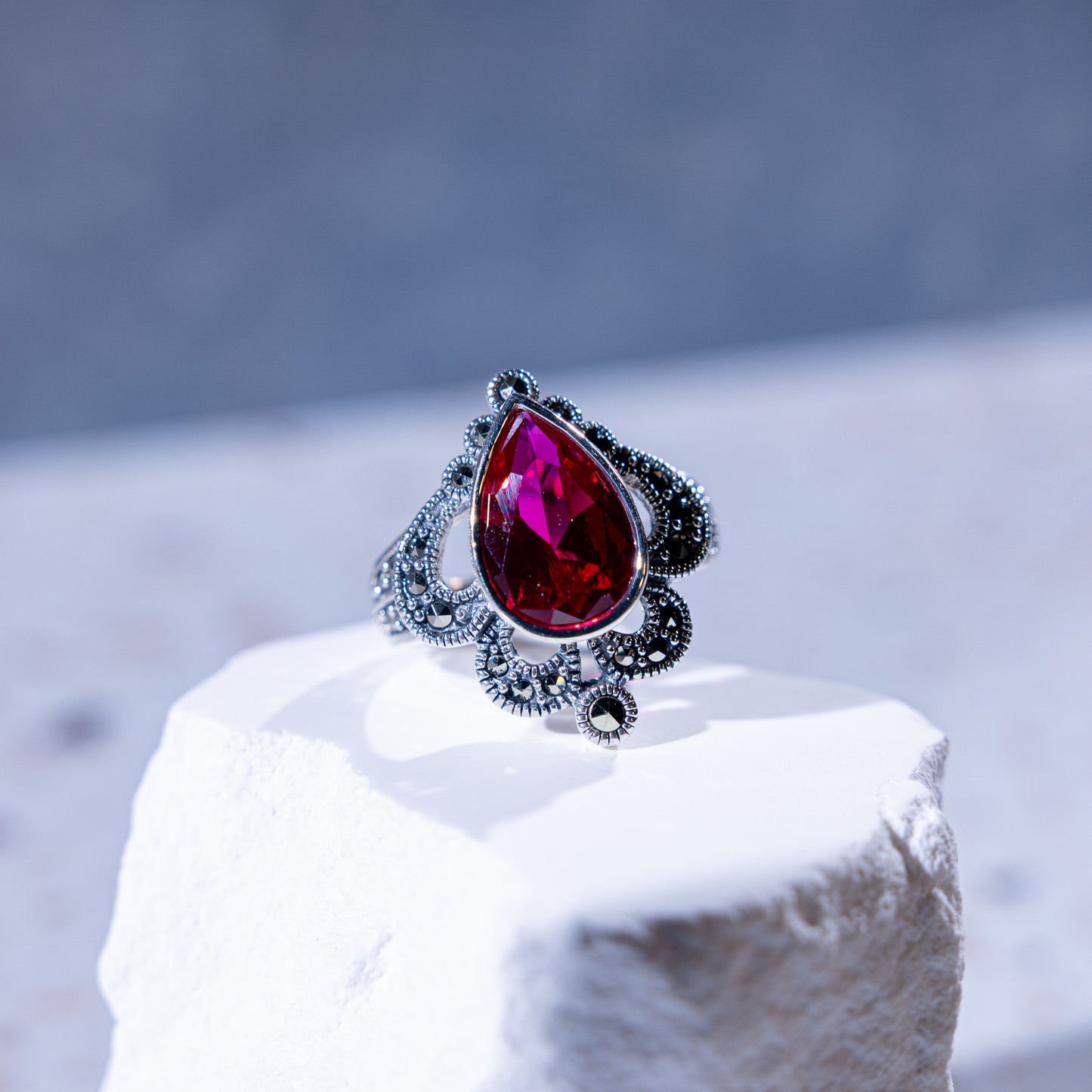 Adriana Crown CZ Ruby Ring