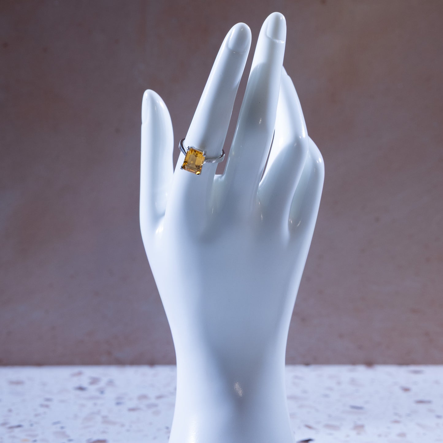 Aurelia Large Citrine Rectangular Ring