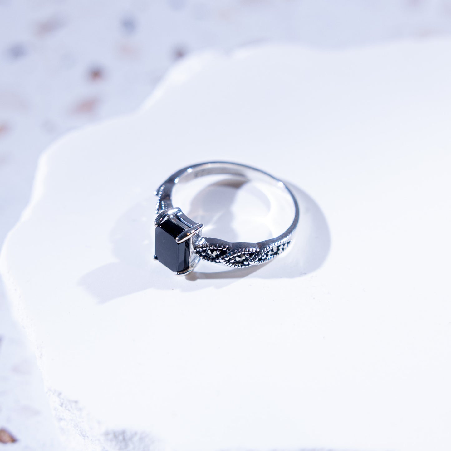 Eclipse Rectangular Onyx Stone Ring