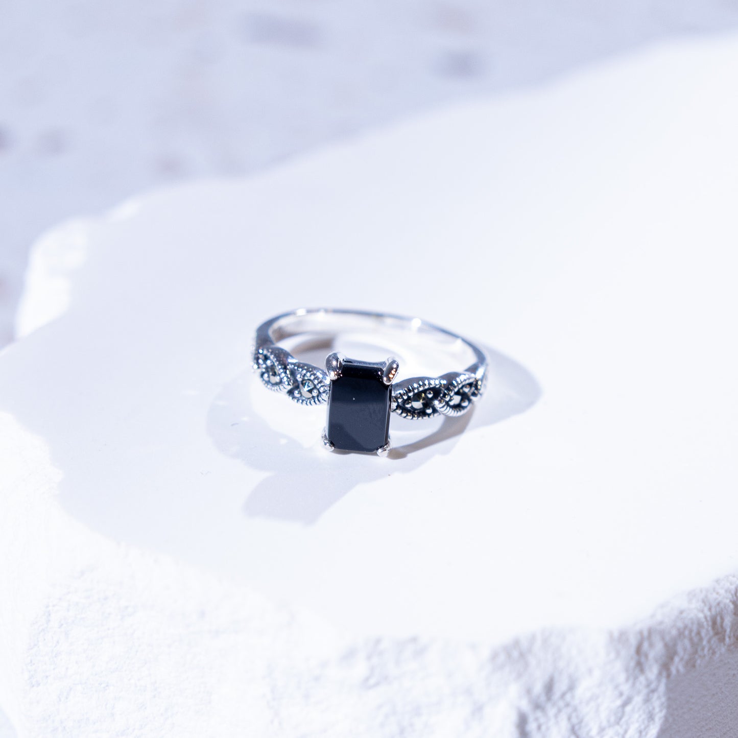 Eclipse Rectangular Onyx Stone Ring