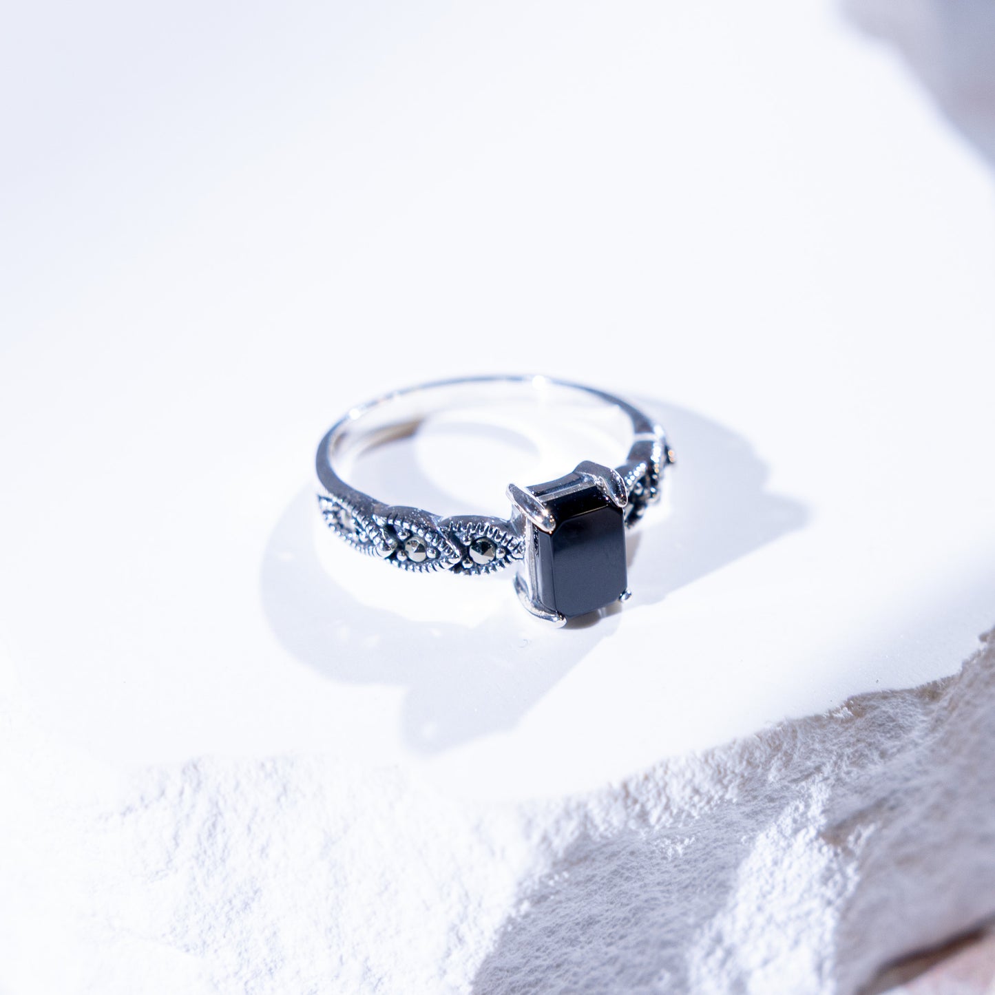 Eclipse Rectangular Onyx Stone Ring