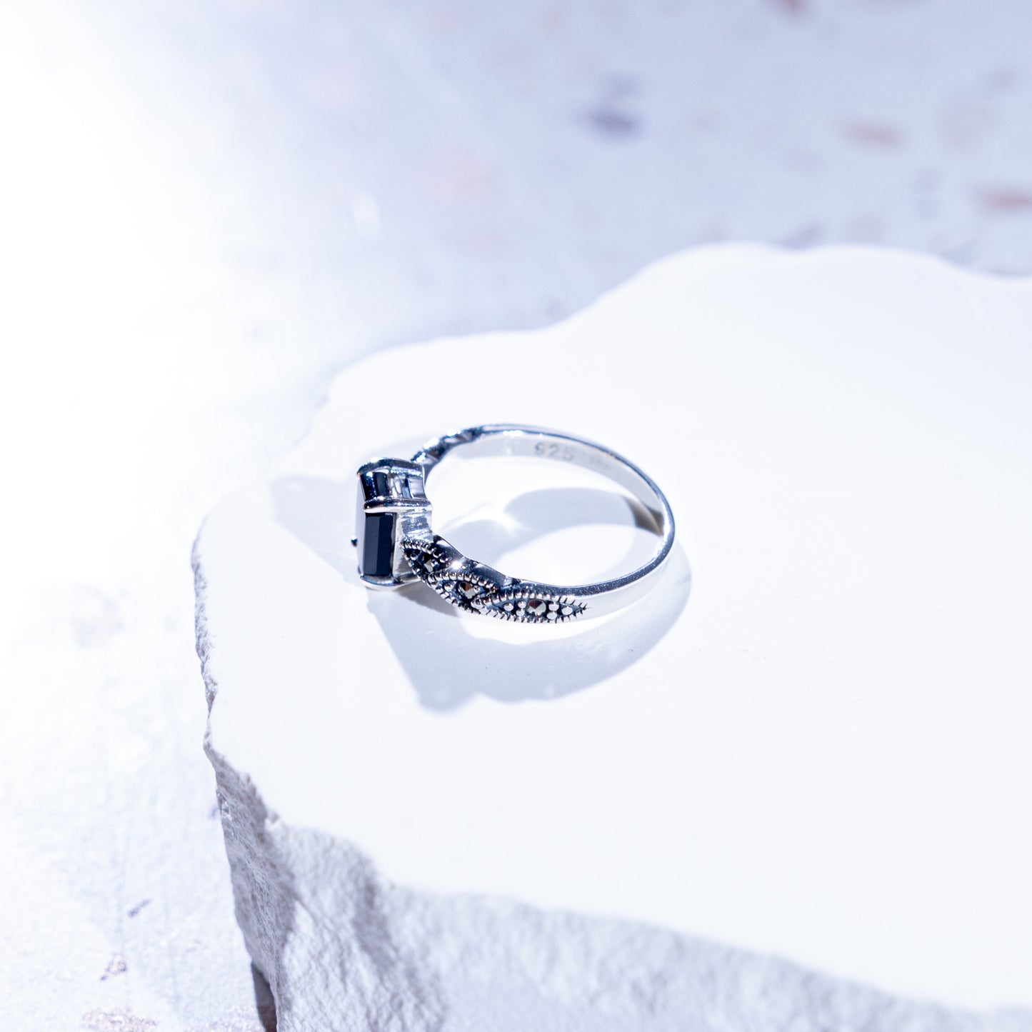 Eclipse Rectangular Onyx Stone Ring