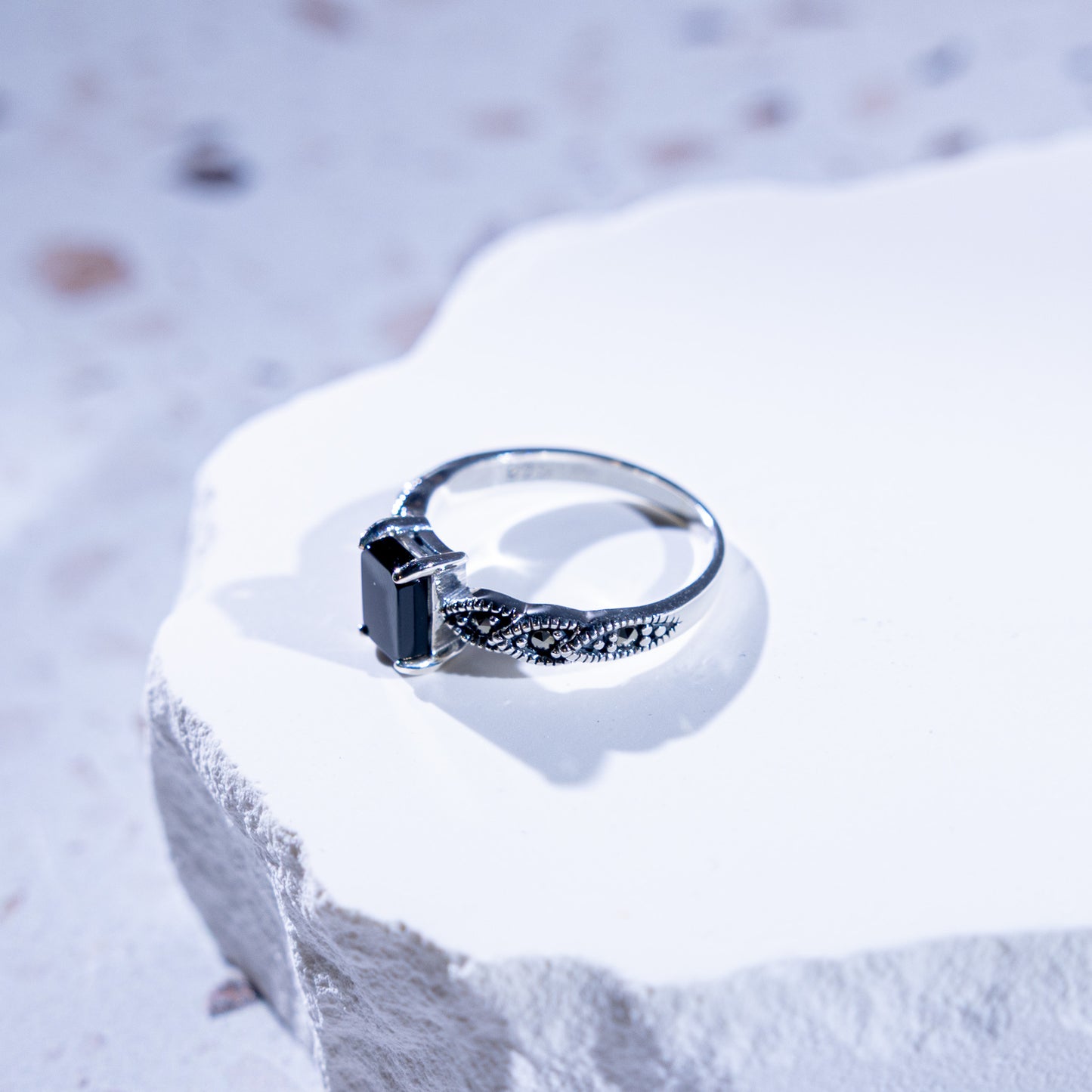 Eclipse Rectangular Onyx Stone Ring