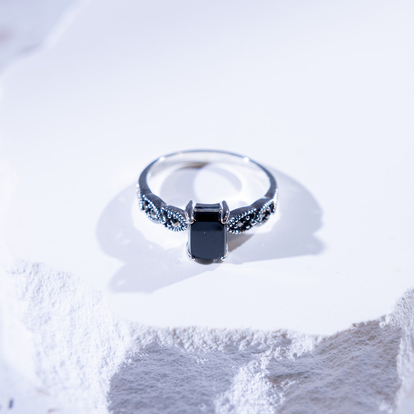 Eclipse Rectangular Onyx Stone Ring