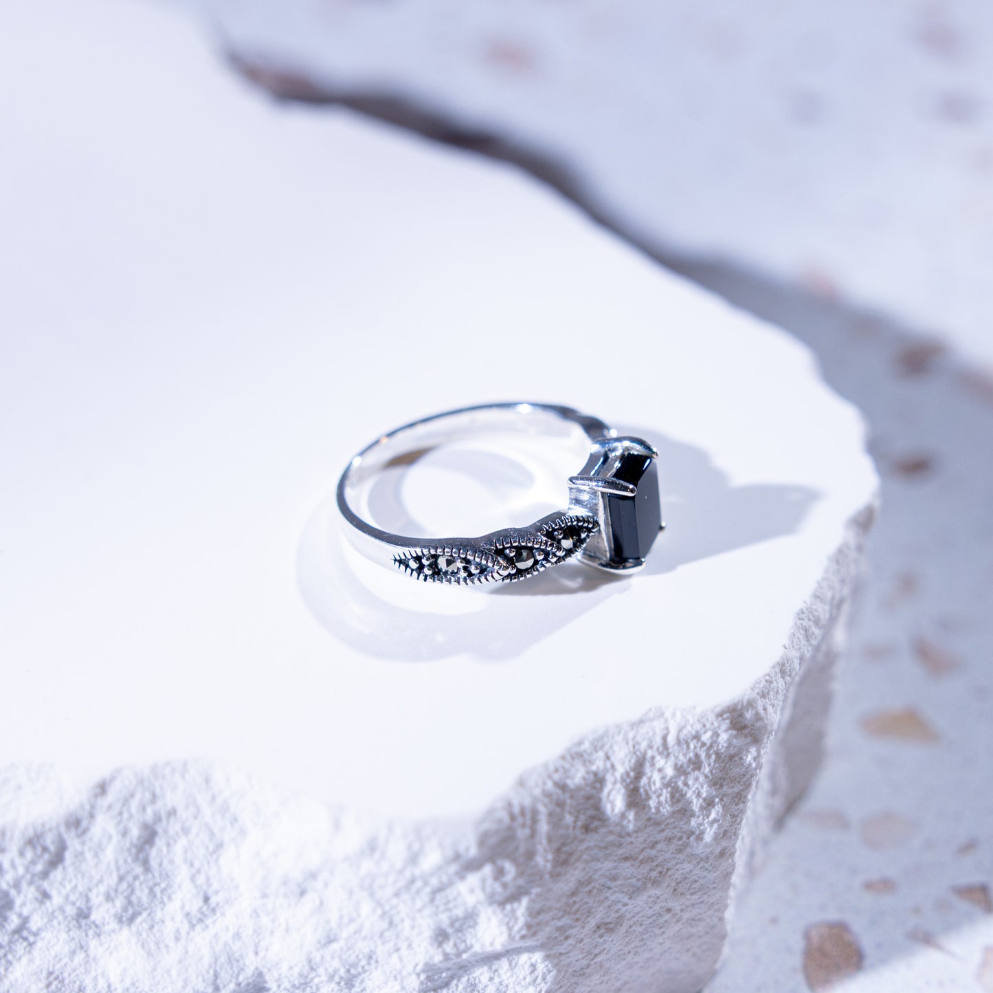 Eclipse Rectangular Onyx Stone Ring