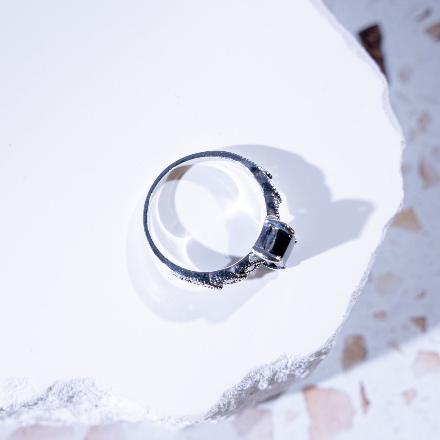 Eclipse Rectangular Onyx Stone Ring
