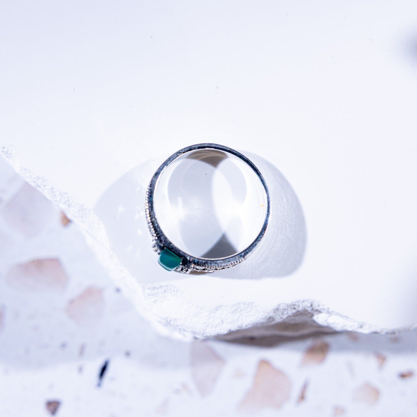 Verdant Crest 2-Stone Green Agate Ring