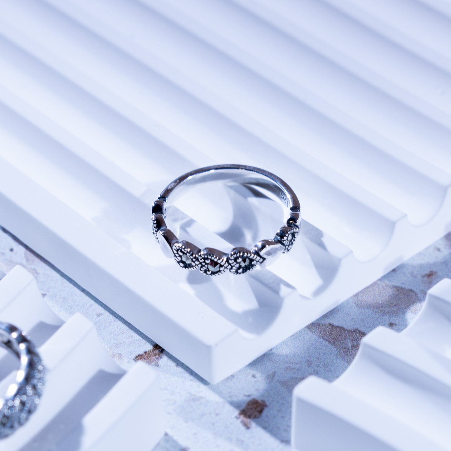 Midnight Heart Silver Ring