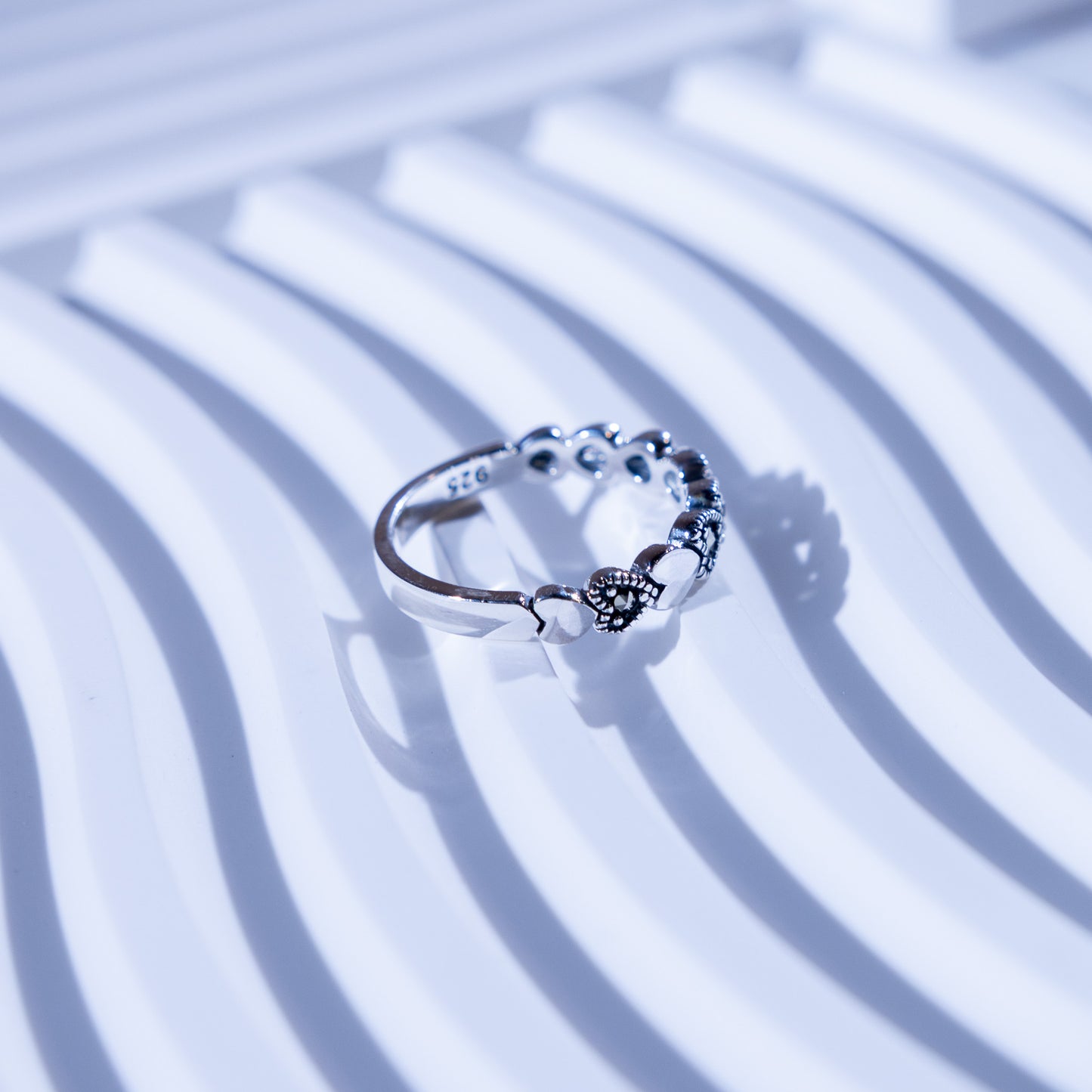 Midnight Heart Silver Ring